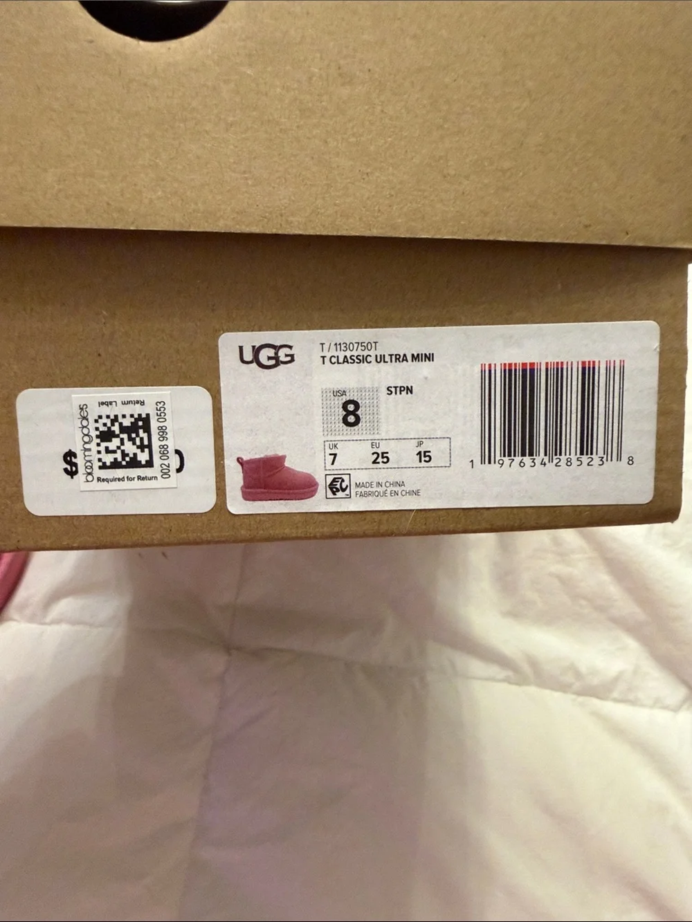 UGG Kids Pink Zip-Up Sheepskin Ankle Boots Size 8